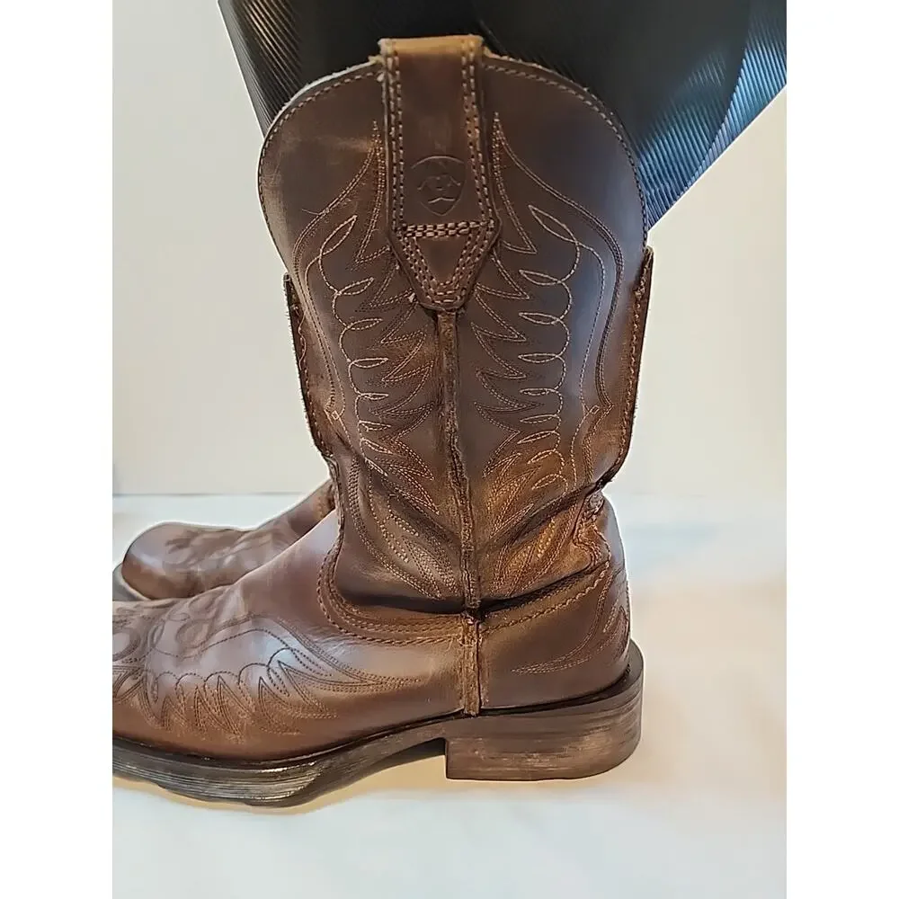 Ariat 10010944 Brown Rambler Phoenix Square Toe Leather Western Boots Mens 7.5 D